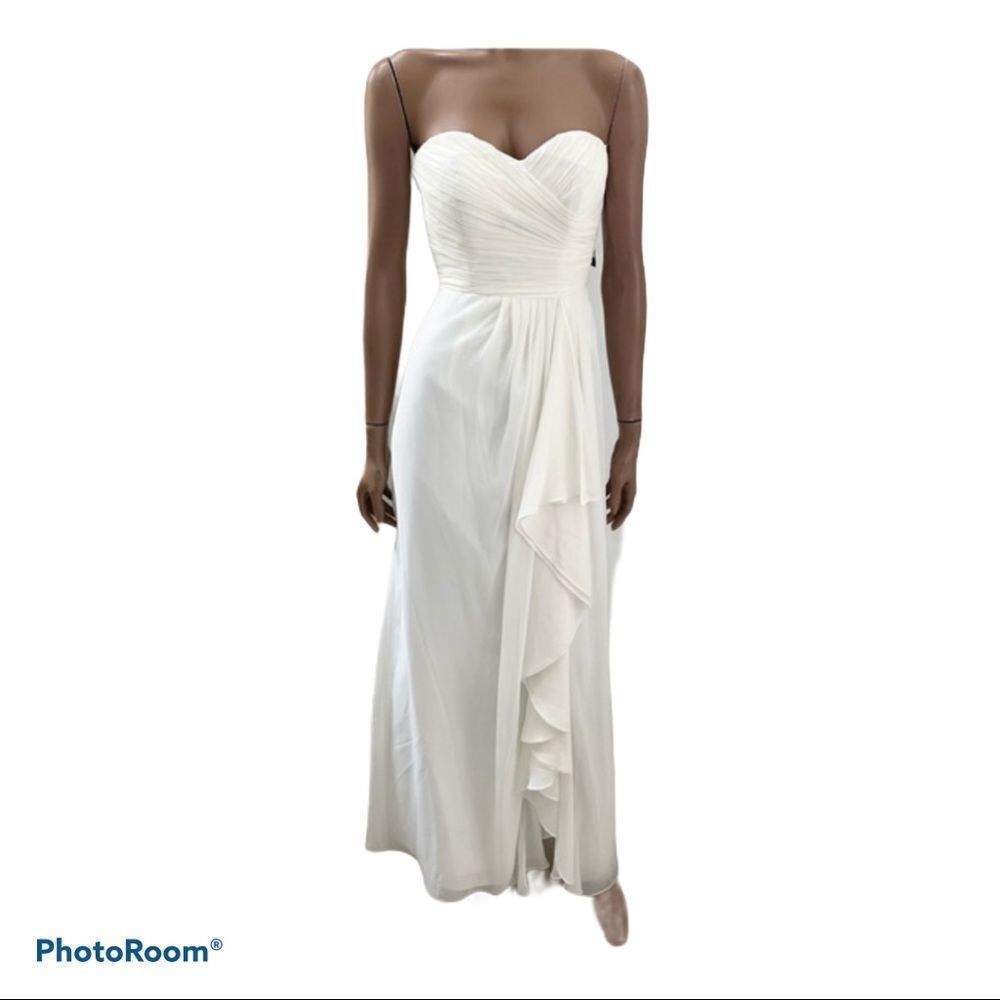 NEW Bill Levkoff Strapless Ruffle Chiffon Gown 0